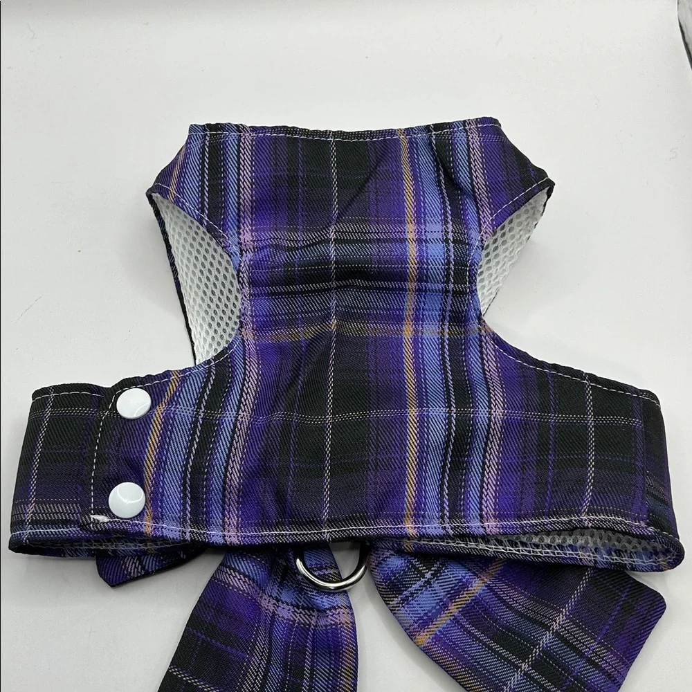 Purple Plaid small dog Harness and Leash Set